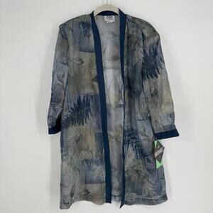 Vintage R&M Richards kimono 8 blue crinkle top cardigan artsy sheer art to wear